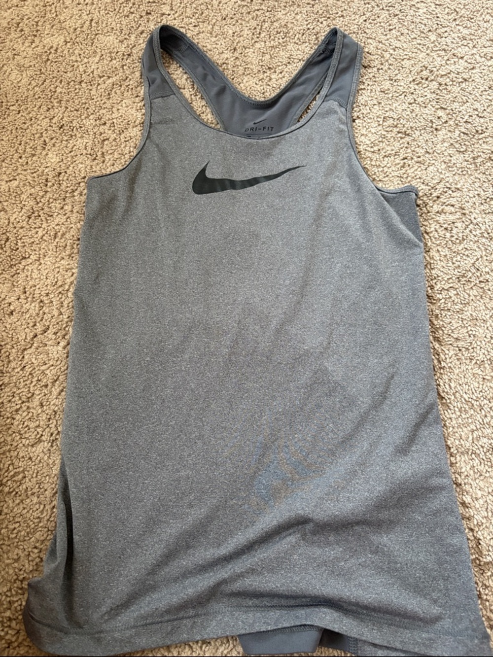 Nike Gray Racerback Dri-FIT Tank with Black Swoosh
